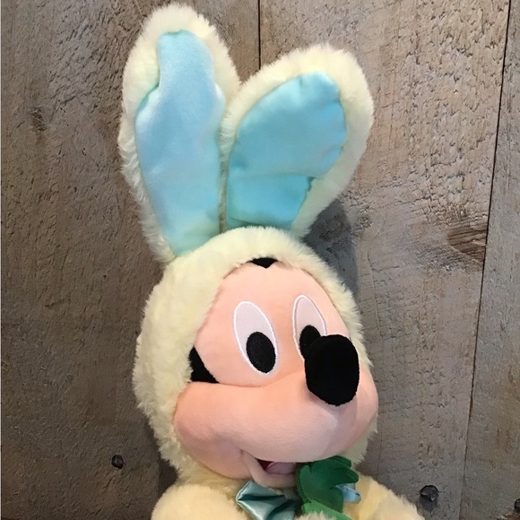 Disney Store Mickey Mouse Easter Bunny 2019 Plush Toy 18" Yellow/Blue Soft - Picture 3 of 8